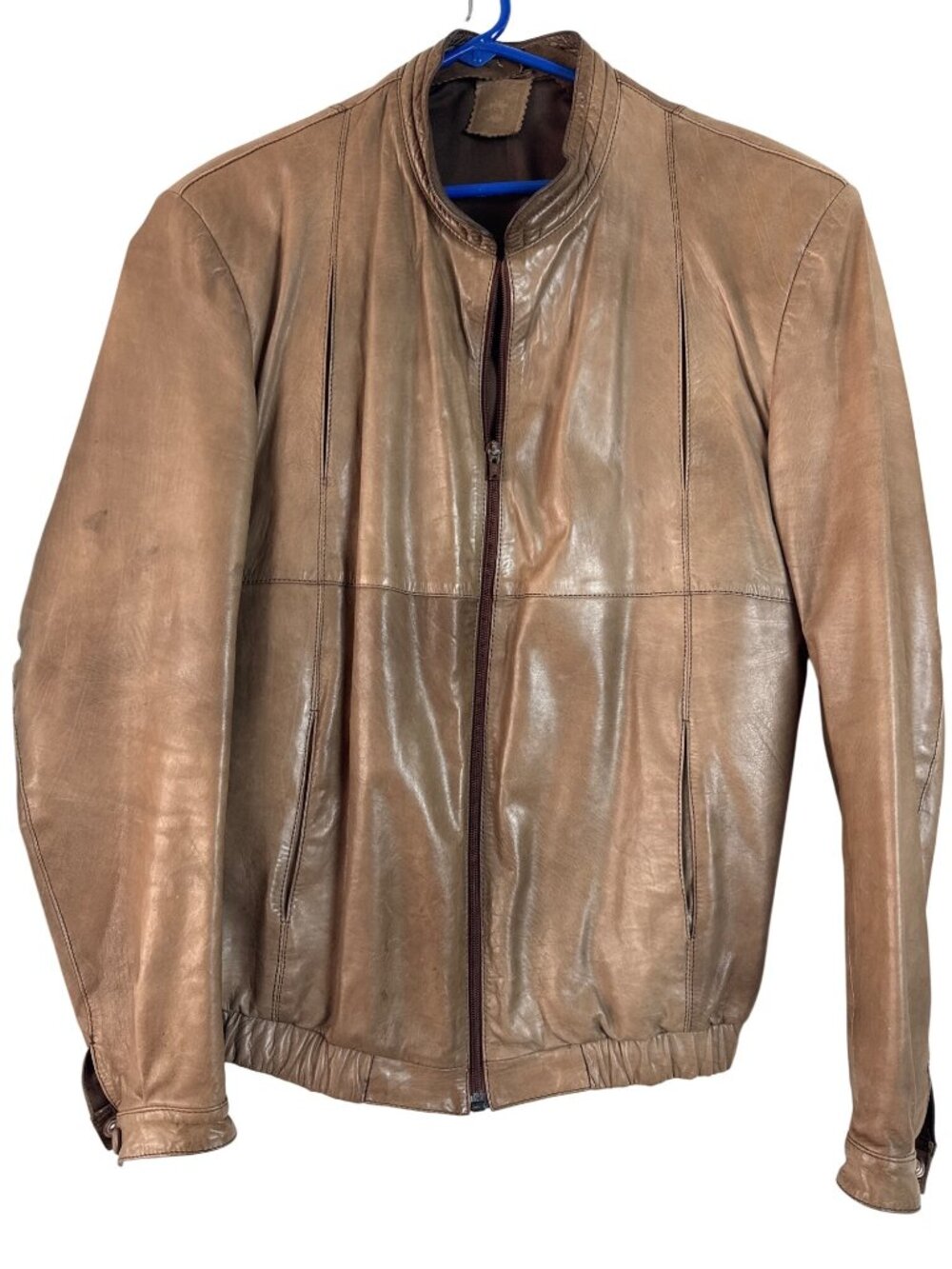 Vintage Grunge Brown Leather Jacket Zip Lightweight Tenneria Cotachi 44